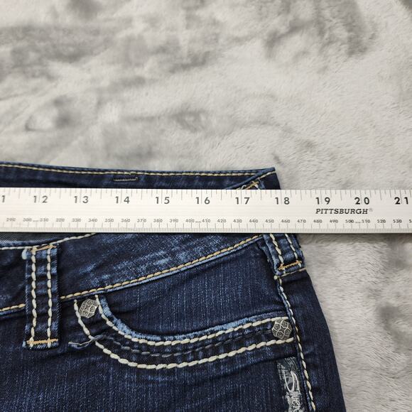 Silver Jeans Womens W36/L31 Blue Dark Wash Suki Jegging Low Rise Straight Leg - Picture 10 of 14